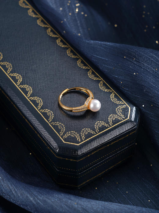 子佩集【银河静界】银S925珍珠惜王妃戒指【R2089】7mm珠双色一字2601 商品图11