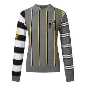 PG家女士条纹针织翻领毛衣来了！条纹毛衣就一整个温油住！搭裤子裙子就也挺时尚动感！啥风格都OK，近期很流行的这种翻领，运动的针织弹力大且不会太厚，单穿很好看当内搭叠在外套里也不会显得臃肿，长度适中!