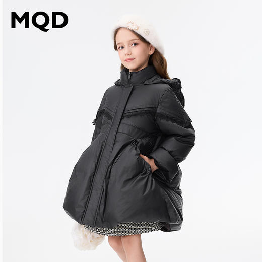 【秒1】【MQD】女童质感珠光香风蕾丝花边连帽羽绒服 商品图3