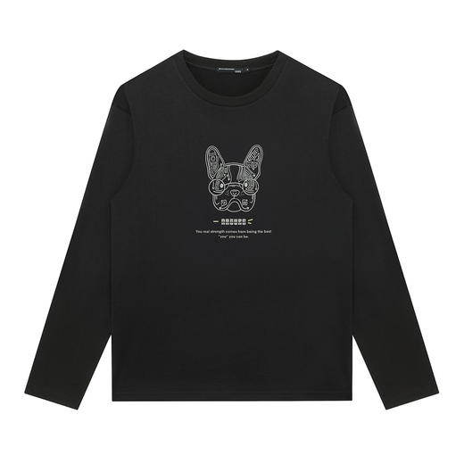 GXG男装【花纹小狗】春季时尚动物印花男士圆领百搭长袖纯棉t恤K&C 商品图2