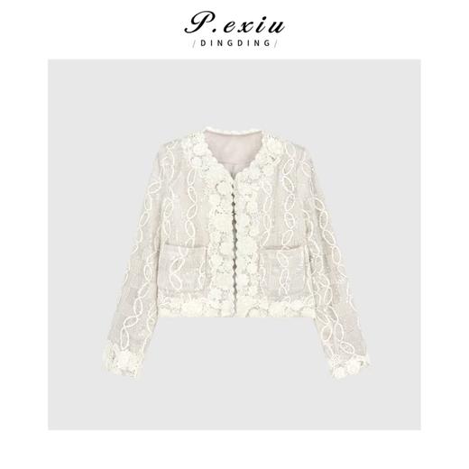 04-6潘依绣丁丁宠粉高级感重工拼接蕾丝花边短外套Q1524 商品图0