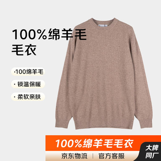 【专柜正品】占姆士100%纯羊毛衫男士圆领25冬季新品加厚保暖毛衣针织打底羊毛衫 商品图3