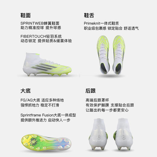 小李子ADIDAS阿迪达斯 F50高端高帮FG长钉成人训练足球鞋男JR6474 商品图1