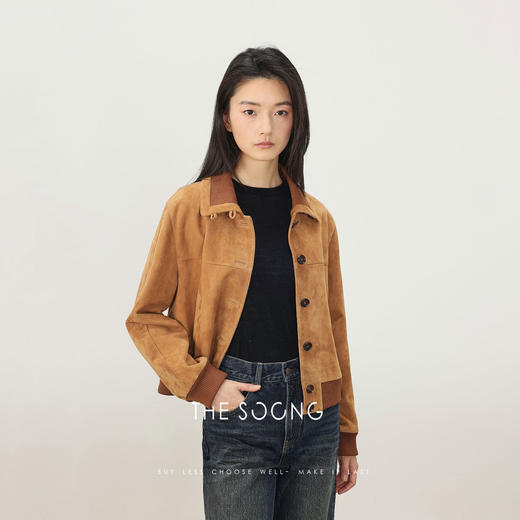 THESOONG埃塞俄比亚进口混种羊反绒复古立体塑型绒感皮衣外套8572 商品图4