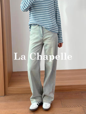 专柜实拍【莱赛尔+亚麻】拉夏贝尔/La Chapelle垂感不贴腿！高质感柔软牛仔裤显瘦直筒裤