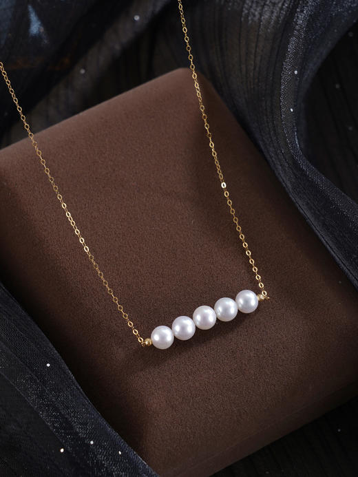 子佩集【云笺诗行】G18K珍珠惜王妃项链【MLKJXL002】5mm珠镀金多珠一字2601 商品图3