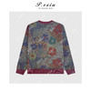 复古撞色暗纹印花磨绒宽松圆领长袖卫衣W-63628 商品缩略图2