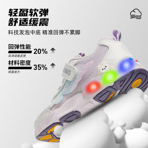 泰兰尼斯儿童闪灯鞋春季新款女童闪灯运动鞋跑步鞋轻量软弹发光鞋T01X6A8620 商品图2