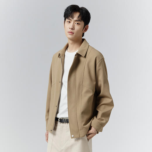 GXG男装【结构线条】25春季时尚创意分割斜纹翻领男式休闲夹克K&C 商品图1