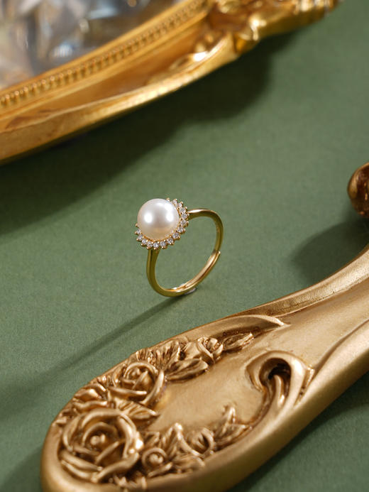 子佩集【晨曦微光】银S925珍珠惜王妃戒指【R2094】8mm珠双色太阳花2601 商品图10