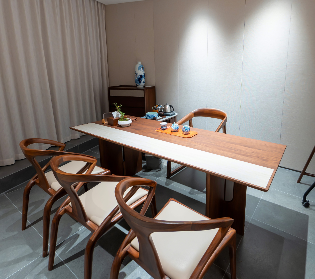 【中古风-ZG302-2200茶桌】黑胡桃/茶室/餐厅/客厅/茶桌/大板桌/餐桌/书桌