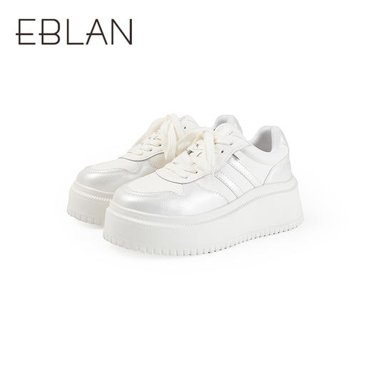 【上新】伊伴2026春季6CM厚底小白鞋时尚百搭白银配色B26158819 商品图4
