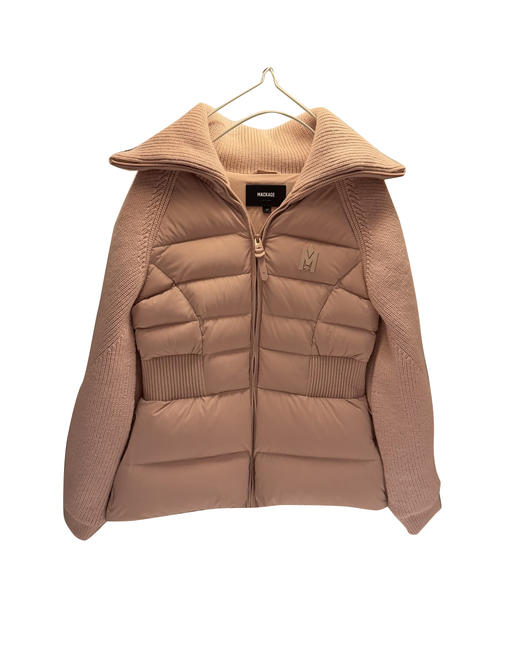 女款羊毛针织拼接收腰羽绒服fe 商品图0