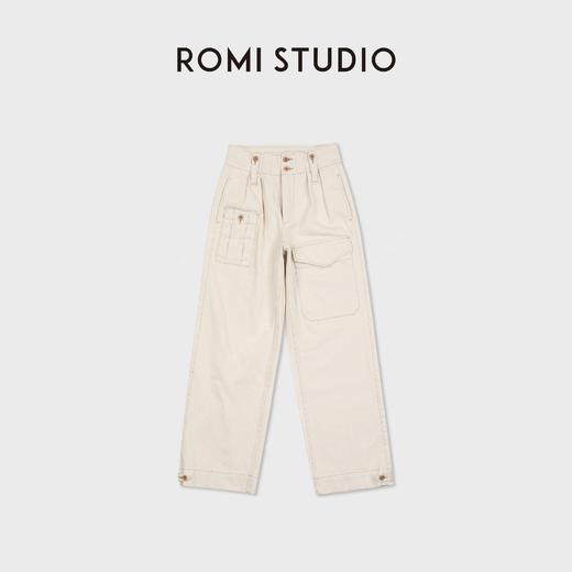 ROMI STUDIO“丹宁点缀”多口袋高腰棉点直筒垂感牛仔裤RWCAXA5385 商品图0