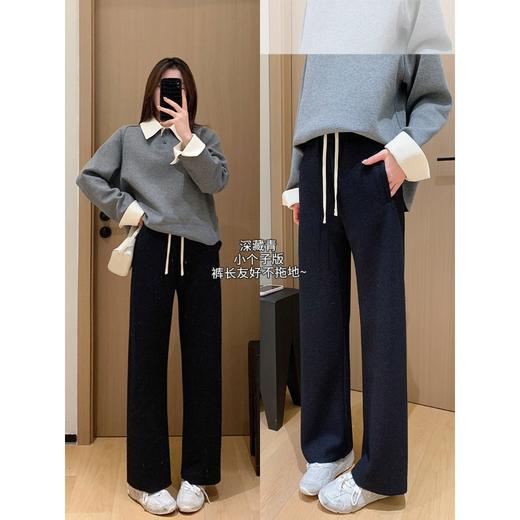 一片式毛呢裤！2026客供斜纹醋酸羊毛一体绒毛边加厚直筒休闲裤！ 商品图1