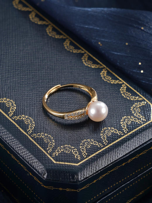 子佩集【暮光之谜】银S925珍珠惜王妃戒指【R1905】7mm珠镀金交织缠绕2601 商品图5