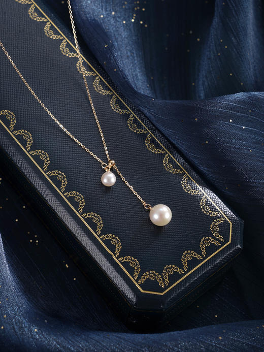 子佩集【时光浅度】银S925珍珠惜王妃套链【PC3780】5.5-8.5mm珠镀金吊球双珠2601 商品图3