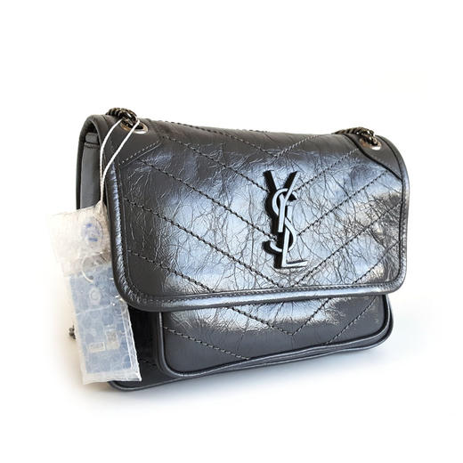 【闲置未使用】YSL圣罗兰NIKI 633160小号灰色D扣baby niki 链条包单肩斜挎包女士140126TJ03 商品图2