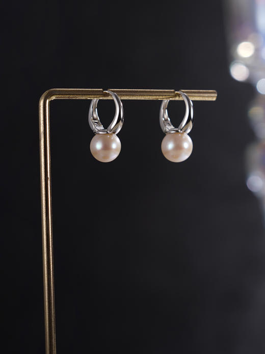 子佩集【时光简梦】银S925珍珠惜王妃耳环【E4357】8.8mm珠双色圆圈扣环2601 商品图10