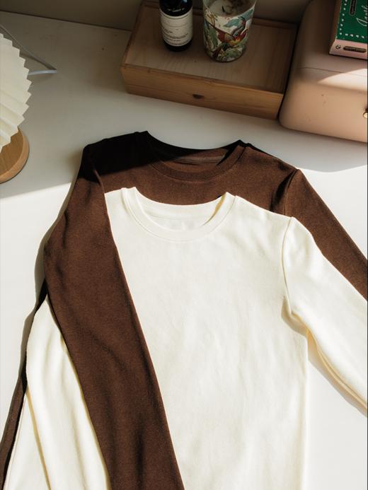万能打底 美丽诺羊毛混纺圆领长袖T恤FCG1TEE061 商品图10