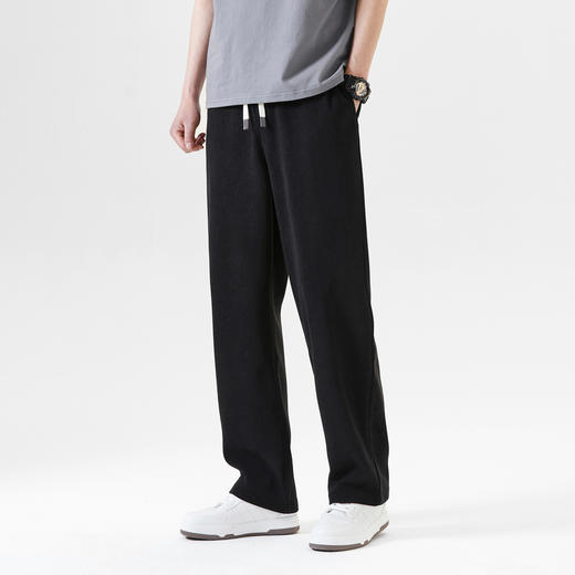 GXG男装时尚松紧腰系绳简约百搭纯色直筒男式休闲裤K&C 商品图2