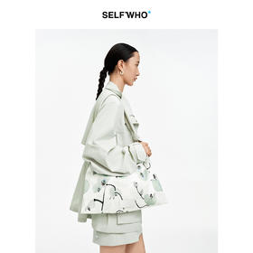 SELFWHO棉混纺满印兰花图案单肩包女2026春季新款通大容量手提包