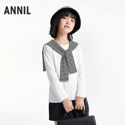 男女童圆领长袖针织衫春季新款安奈儿童装EM611729 商品图0