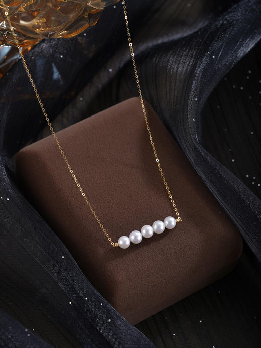 子佩集【云笺诗行】G18K珍珠惜王妃项链【MLKJXL002】5mm珠镀金多珠一字2601 商品图2