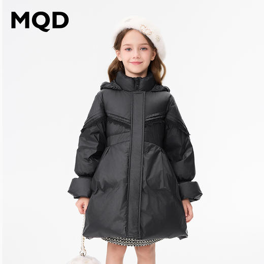 【秒1】【MQD】女童质感珠光香风蕾丝花边连帽羽绒服 商品图2