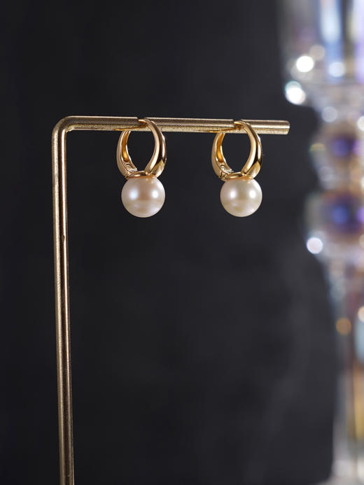 子佩集【时光简梦】银S925珍珠惜王妃耳环【E4357】8.8mm珠双色圆圈扣环2601 商品图3