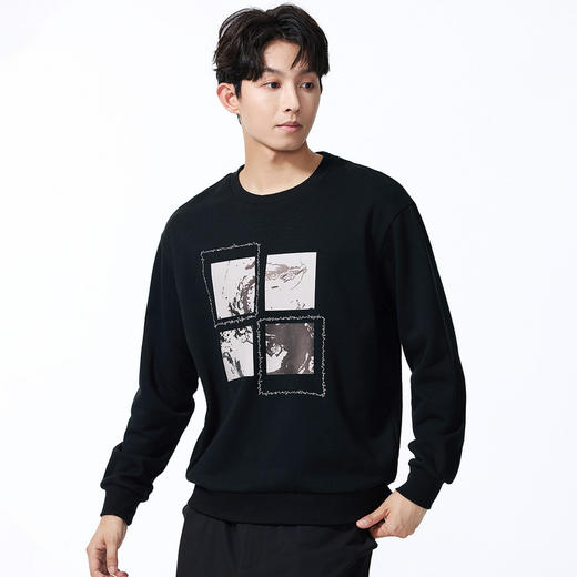 GXG男装【国潮印花】秋季时尚潮流舒适男式圆领长袖套头卫衣K&C 商品图1