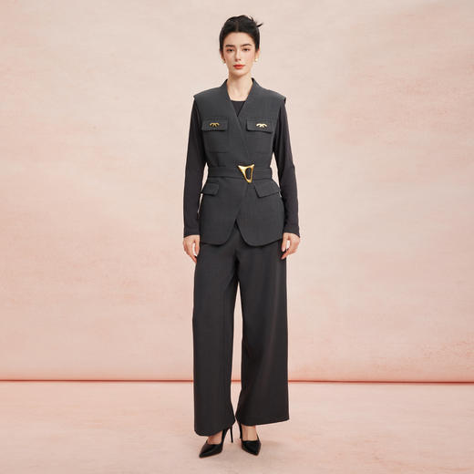 RE407斯尔丽26新款休闲时尚三件套马甲+内搭+阔脚裤免搭配小香系列套装 商品图8