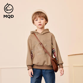 【秒3】【MQD】男童冬季拼接复古学院蓄暖舒适连帽卫衣