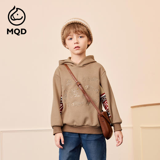 【秒3】【MQD】男童冬季拼接复古学院蓄暖舒适连帽卫衣 商品图0