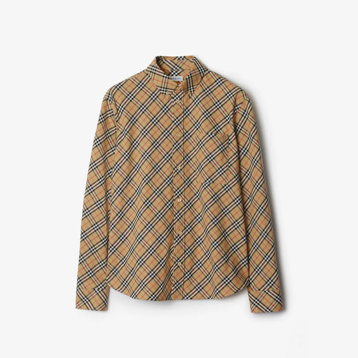 BURBERRY 巴宝莉 男士B字盾形刺绣宽松格纹棉质长袖衬衫 格子 8104072 B9368 商品图0