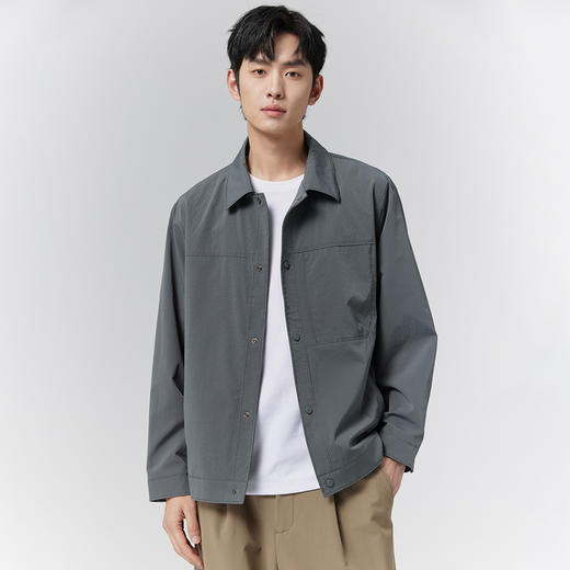 GXG男装【立体提花】25春季时尚简约休闲舒适百搭男式翻领夹克K&C 商品图4