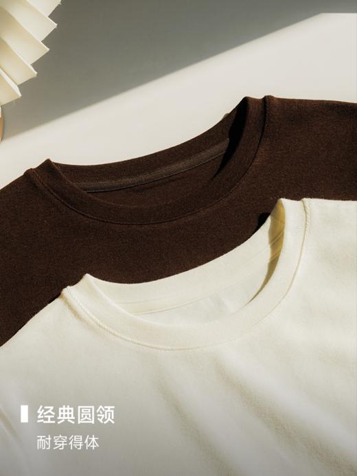 万能打底 美丽诺羊毛混纺圆领长袖T恤FCG1TEE061 商品图2