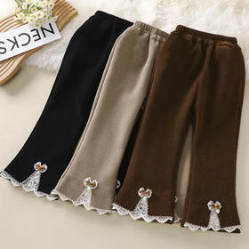 【柔软亲肤❗️细腻舒适】女童加绒裤子春秋女孩喇叭裤韩版洋气儿童休闲裤中小童灯芯绒长裤。jc