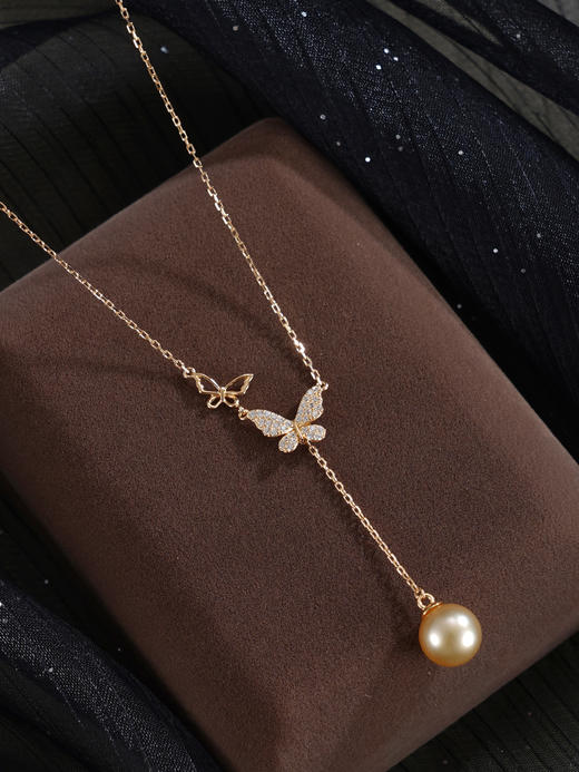 子佩集【浮光蝶梦】银S925珍珠惜王妃套链【YL0130】9mm珠镀金蝴蝶吊球2601 商品图3