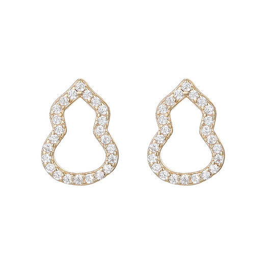 【福禄添财】925纯银镂空满钻葫芦小葫芦耳饰【BF-ES3518】 商品图2