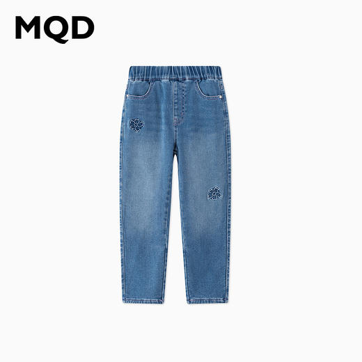 【秒3】【MQD】女童冬季潮酷花朵装饰休闲牛仔长裤 商品图3