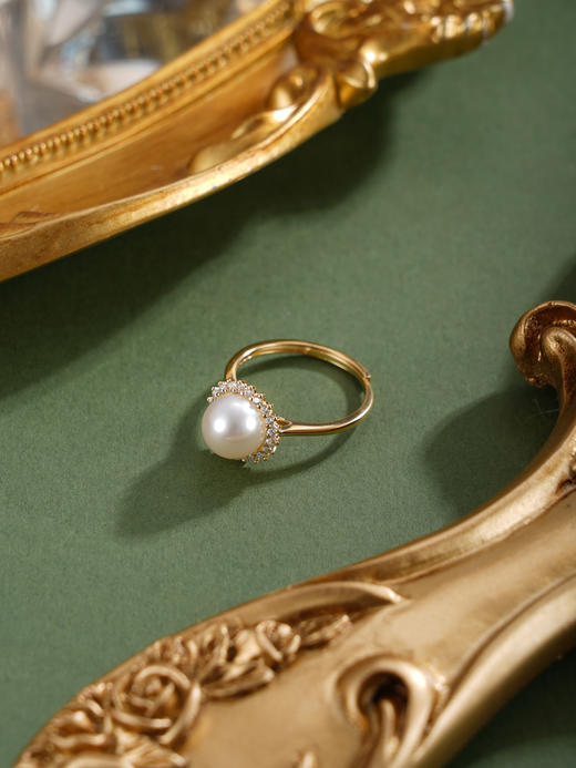 子佩集【晨曦微光】银S925珍珠惜王妃戒指【R2094】8mm珠双色太阳花2601 商品图9