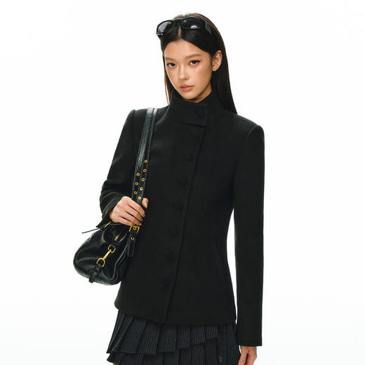 Ariseism 美式复古半高领包扣外套呢子大衣女冬季新款外套 商品图0