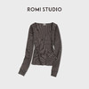 ROMI STUDIO复古针织华夫格高弹深v亨利衫打底上衣RWDSSY1563 商品缩略图0