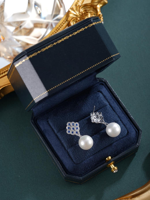 子佩集【翠屏缪斯】银S925珍珠惜王妃耳钉【YE0498】11mm珠双色孔雀羽2601 商品图13