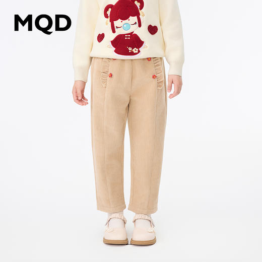【秒3】【MQD】女童冬季绒感舒适时尚休闲裤子长裤 商品图0