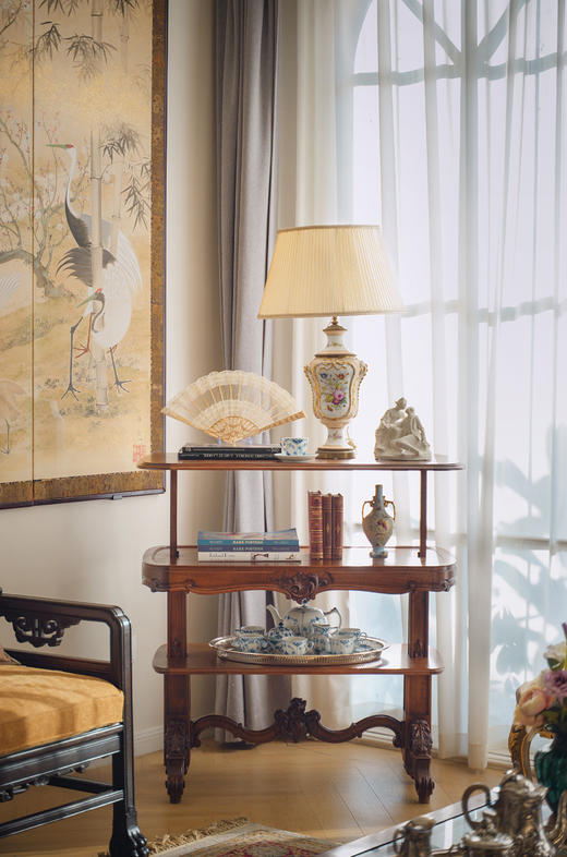 独角鹿西洋古董20世纪初法国出品古典卷叶主题核桃木精雕多层边几 商品图2