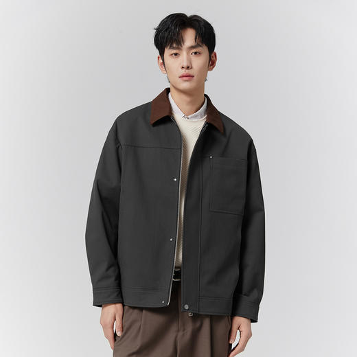 GXG男装【撞色领口】25春季时尚创意拼色多口袋拉链翻领男式夹克K&C 商品图11
