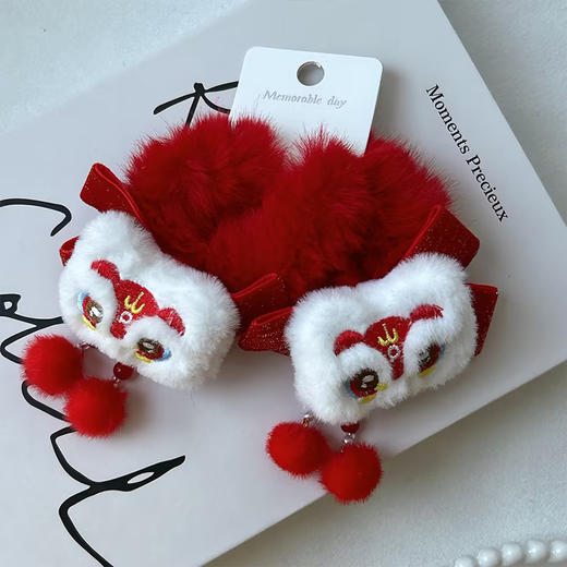 HY对装发夹丝绒醒狮红球对夹-纪念日百货门店同款167795634 商品图1