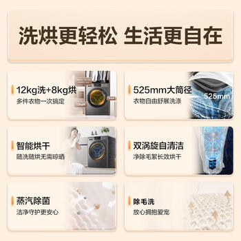 海尔（Haier）滚筒洗衣机全自动家用带烘干 洗烘一体 12公斤大容量 家电自营50DS 商品图3